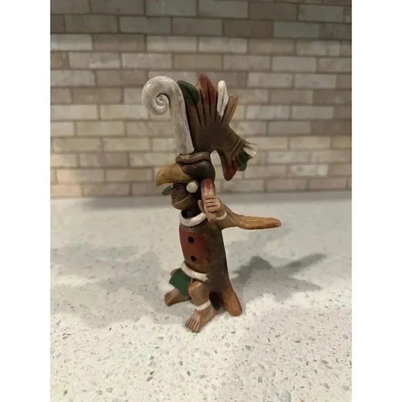 Vintage Aztec Inca Maya Mexican Style Folk Art Pottery Whistle Flute Figure sd - Picture 2 of 4